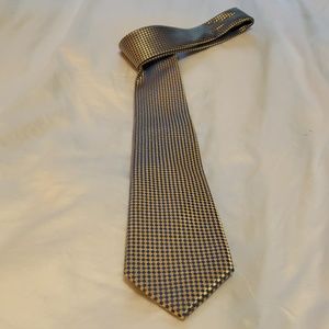 MICHAEL KORS 100% Silk gold & blue checkered tie